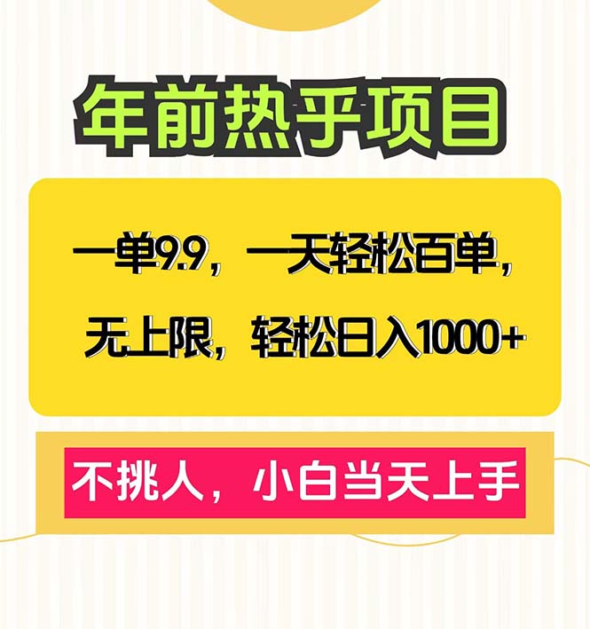 一单9.9，一天百单无上限，不挑人，小白当天上手，轻松日入1000+-朽念云创