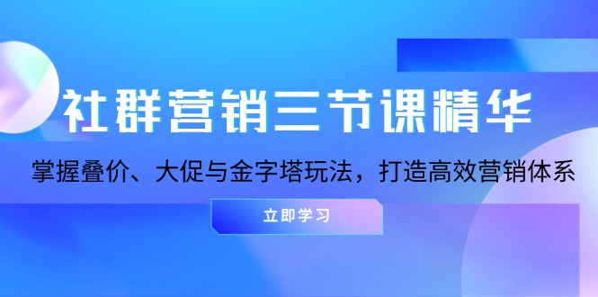 社群营销三节课精华：掌握叠价、大促与金字塔玩法，打造高效营销体系-朽念云创