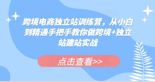 跨境电商独立站训练营，从小白到精通手把手教你做跨境+独立站建站实战-朽念云创