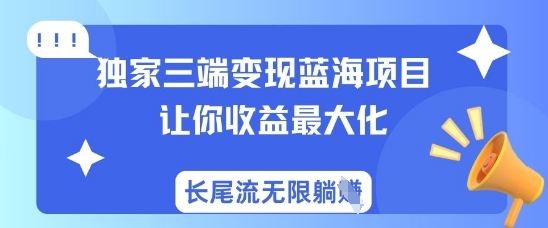 独家三端变现蓝海项目，让你收益最大化，长尾流无限躺挣-朽念云创