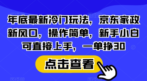 年底最新冷门玩法，京东家政新风口，操作简单，新手小白可直接上手，一单挣30【揭秘】-朽念云创