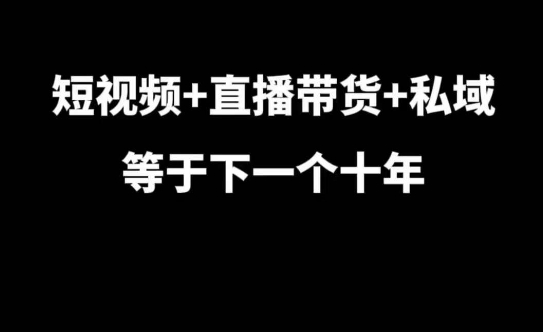 短视频+直播带货+私域等于下一个十年，大佬7年实战经验总结-朽念云创