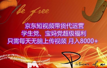 京东短视频带货代运营，学生党、宝妈党超级福利，只需每天无脑上传视频，月入8000+【仅揭秘】-朽念云创