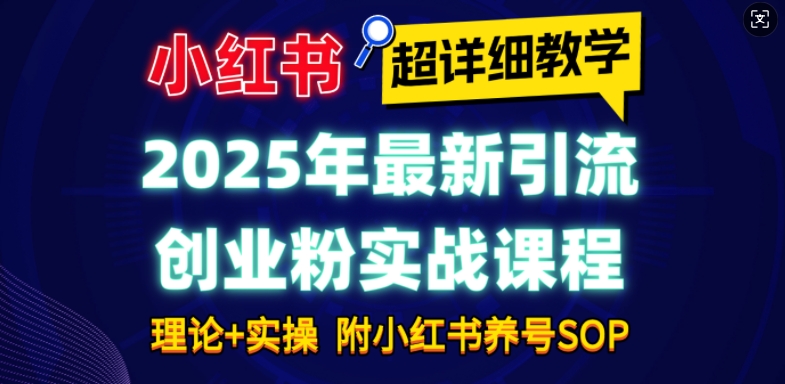 2025年最新小红书引流创业粉实战课程【超详细教学】小白轻松上手，月入1W+，附小红书养号SOP-朽念云创