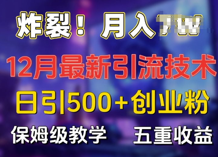 炸裂!揭秘12月最新日引流500+精准创业粉，多重收益保姆级教学-朽念云创