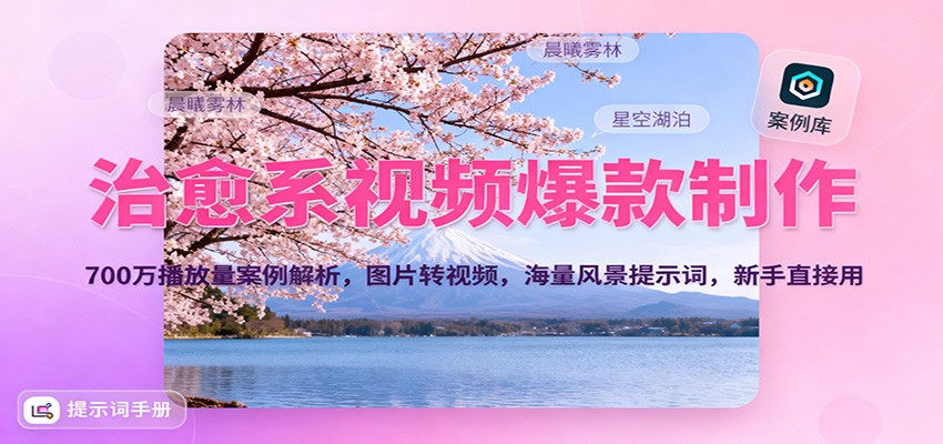 治愈系视频爆款制作,700万播放量案例解析,图片转视频,海量风景提示词,新手直接用-朽念云创