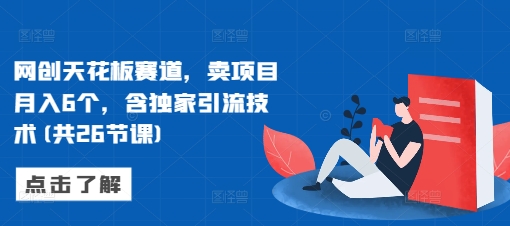 网创天花板赛道，卖项目月入6个，含独家引流技术(共26节课)-朽念云创