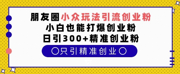 朋友圈小众玩法引流创业粉，小白也能打爆创业粉，日引300+精准创业粉【揭秘】-朽念云创