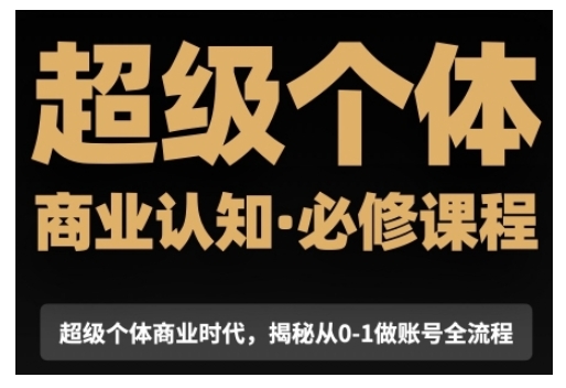 超级个体商业认知觉醒视频课，商业认知·必修课程揭秘从0-1账号全流程-朽念云创