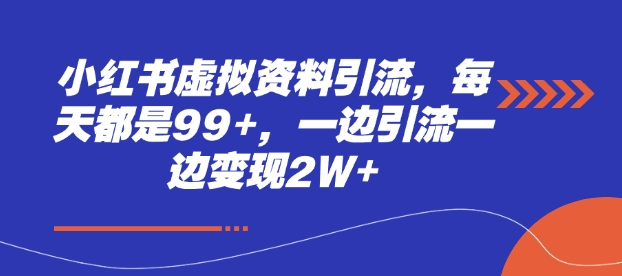 小红书虚拟资料引流，每天都是99+，一边引流一边变现2W+-朽念云创