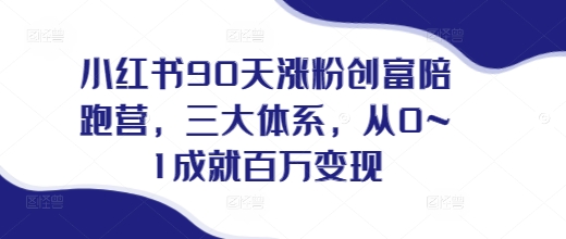 小红书90天涨粉创富陪跑营，​三大体系，从0~1成就百万变现，做小红书的最后一站-朽念云创