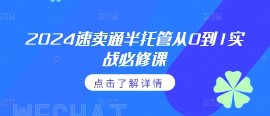 2024速卖通半托管从0到1实战必修课，掌握通投广告打法、熟悉速卖通半托管的政策细节-朽念云创