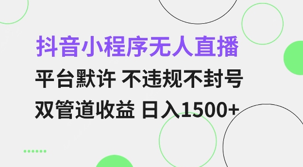 抖音小程序无人直播 平台默许 不违规不封号 双管道收益 日入多张 小白也能轻松操作【仅揭秘】-朽念云创